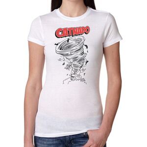 Womens Funny Catnado T Shirt Cat Tornado Movie Parody Tee for Ladies